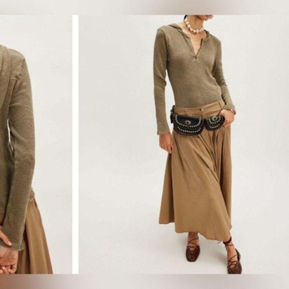 NWT Free People We the Free Speed Drive Hooded Long Sleeve in Caiman Olive - XS - Picture 5 of 9